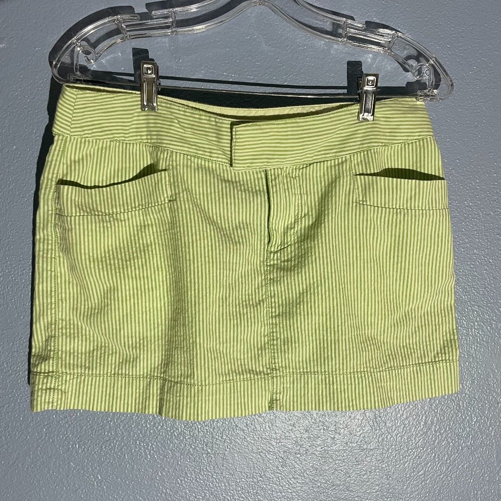 American Eagle Stretch Size 6 A line Mini Skirt w/ Pockets - Green White Striped